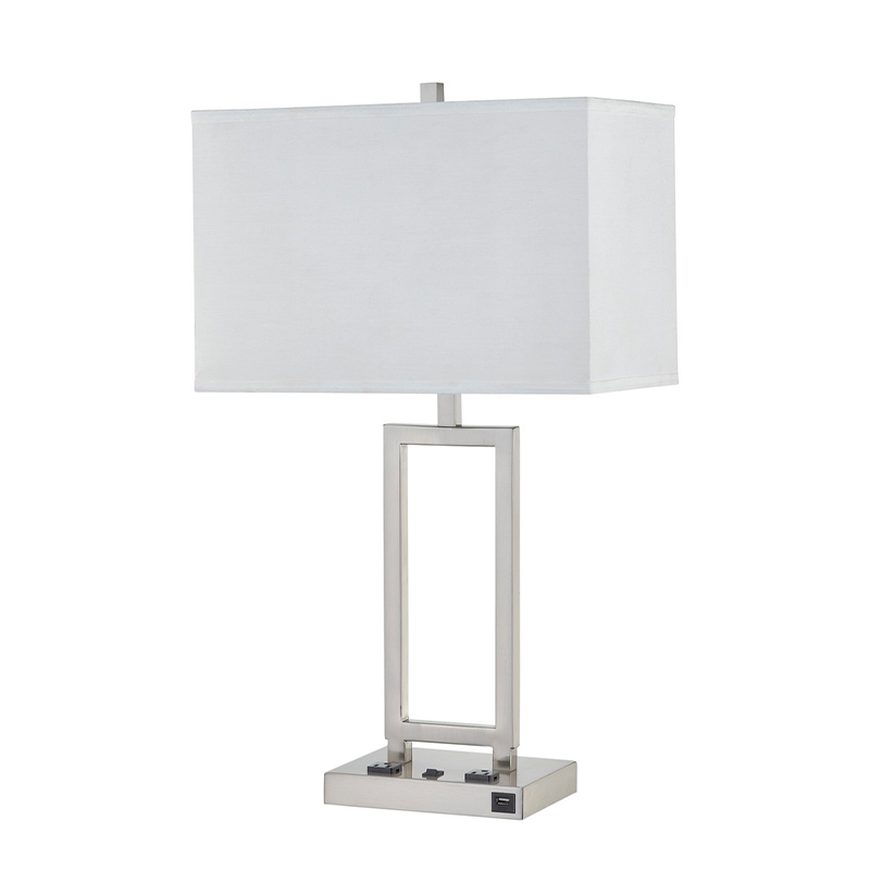 Lamp Gatsby με φινίρισμα νικελίου, δύο καταστήματα, ένα διακόπτη rocker/off και μια θύρα USB