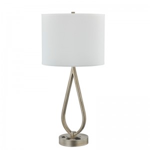 Λάμπα γραφείου ύπνου με παλαιά ασημένιο φινίρισμα, λάμπα γραφείου με μια βολική διέξοδο και θύρα USB